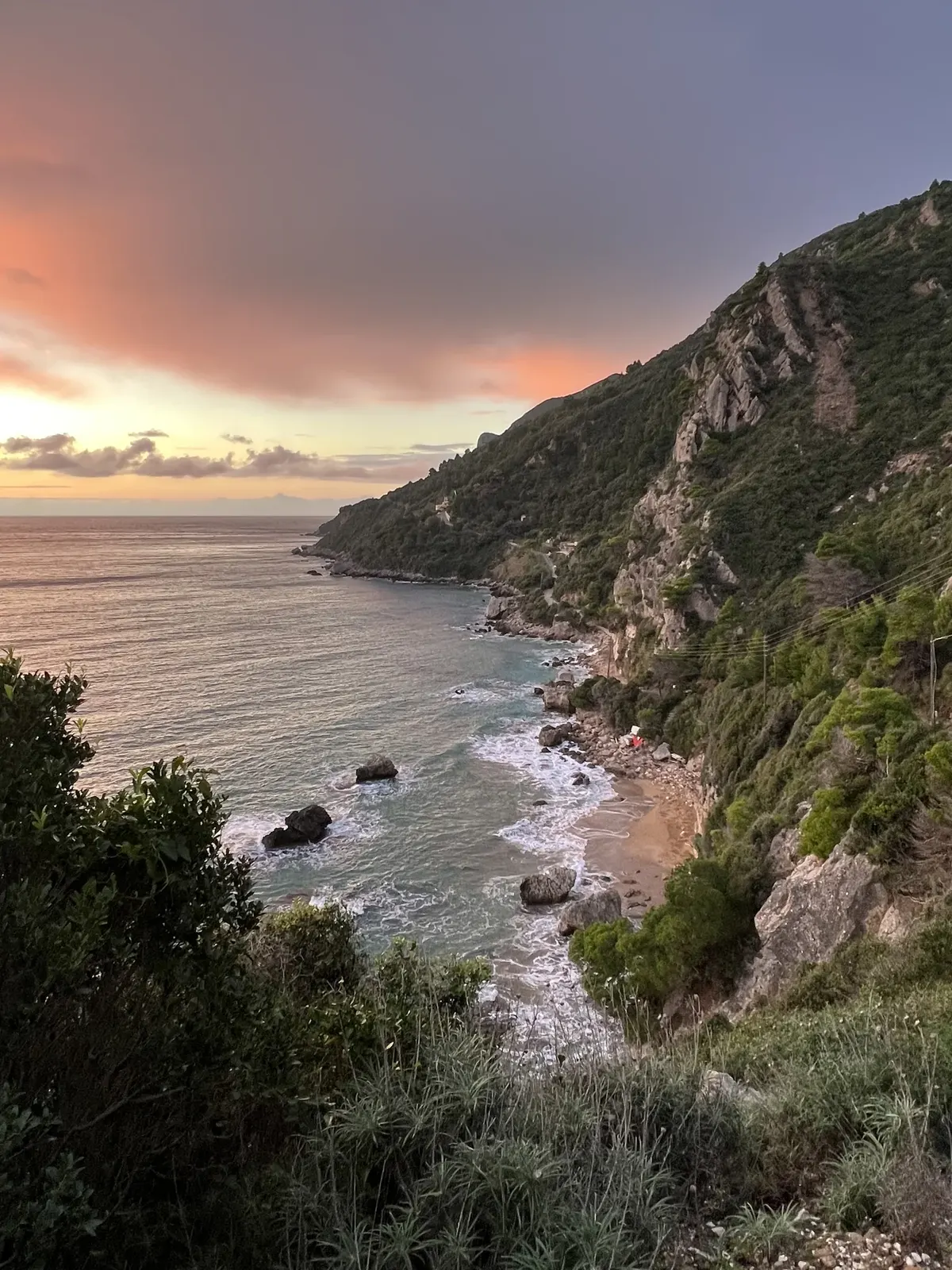 Corfu — coastal cliff, winter sea